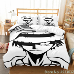 One Piece Luffy Poiss 3-osaline Voodipesukomplekt Tekk Multikas Tekikott Padjap&uuml;&uuml;r Voodipesu Lapsed Poisid Voodi Magamistoakomplekt AU Single(140*210cm)3pcs