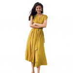 Naiste &uuml;hev&auml;rviline pikk kleit elegantne suvine midikleit v&ouml;&ouml;tatud saleda v&ouml;&ouml;kohaga A-liin siluett plisseeritud detailidega naistele &uuml;mmargune XXL