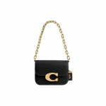 Coach Idol 21 Kuldne Logo Kett Magnetiline Sulgur Klapp Nahast Messenger Bag Naiste kotid Must CM557-B4BK Basic Set (Bag+Dust Bag)