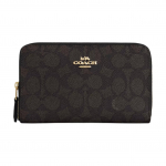 Coach Signature l&otilde;uend 17 Kuldne logo T&otilde;mblukuga rahakott Naiste rahakott P&auml;hklipuu Must CW781-IMXAQ Walnut & Black