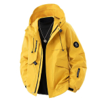 Uued kevadised meeste v&auml;lisriided kapuutsiga reisimantlid Meeste tuulekindlad veekindlad m&auml;gironimisjakid Mees mitme taskuga cargo-mantlid 3X XL  Asian Size yellow