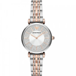 Emporio Armani Gianni T-Bar H&otilde;bedane Kahev&auml;rviline Roosa Naiste Kvarts AR11537 Kell h&otilde;be