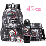 4 tk/komplekt Anime Demon Slayer tr&uuml;kitud seljakott 750 ml veepudeliga teismelisele &otilde;pilasele t&uuml;drukule poisile suur mahutavus veekindel koolikott kingitus