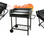 Professionaalne s&ouml;egrill riiuliga ratastel, 95 x 75,5 cm