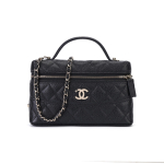 Chanel 25c Eemaldatava Keti ja Teemantmustriga T&otilde;mblukuga Sulgemisega Teraline Vasikanahast Kuldse Metalliga Messenger Bag Naistele Must Box(Basic Set+Box) must