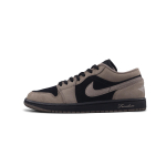 Jordan Air Jordan 1 Mocha AJ Leather Cushioning, Wear Resistant Low top Vintage Basketball Shoes Men's Black Brown 553558-093(Team425-AJ) 40