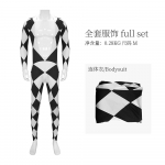 Freddie Mercury - Queen Harlekiin Cosplay Kost&uuml;&uuml;m &Uuml;hesosaline Mustvalge Teemant Bodysuit kinnitatud jalgadega Meestele S&Other