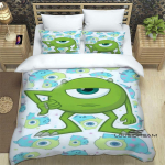 3-osaline Monsters, Inc. Voodipesukomplekt, 3D-prinditud multifilmimustriga tekikotikomplekt, sisaldab padjap&uuml;&uuml;re, t&auml;idis ei kuulu komplekti. 135X200cm