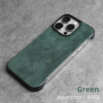 Alcantara raamita &otilde;huke telefoni&uuml;mbris iPhone 16 Pro Max 16 Plus 15 Pro 14 13 jaoks, superauto sama kunstnahast seemisnahk, k&otilde;va kate iPhone 14 Pro roheline