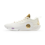 Li Ning WOW12 Katvus Kulumiskindel Madalkorpuseline Korvpallijalatsid Meeste Valge Kuld ABAV085-22 43.5