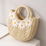 Yogodlns Fashion k&auml;sitsi kootud &otilde;lgedest rannakotid Naiste k&auml;sitsi valmistatud Moon Basket &otilde;lakott Suvised Bohemian Travel Crossbody kotid 16x7x19cm beež