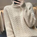 S&uuml;gis Talv Naiste k&otilde;rge kaelusega kampsun Naiste pullover Kampsun T&otilde;mmatav Femme T&auml;navastiil Vabaaja kootud kampsun XS