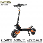MAXTURN X1 Ultra 55KM/H Elektriroller 1100W*2 Kahekordne mootor 48V20.8AH Aku 10-tollised maastikurehvid Kokkupandav E-roller X1 Ultra-Displays Max Speed 45 KM/H must
