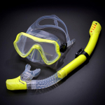 Professionaalsed ujumisprillid snorgeldamiskomplekt suure raamiga silikoonist sukeldumismaskid bassein yellow frame transparent lens
