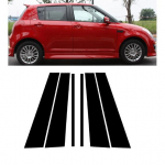 6 tk Poleeritud piilarikatted Suzuki Swift 5-ukselisele 2005 2006 2007 2008 2009 2010 2011 2012 2013-2016 Ukseakna liistude kleebised must