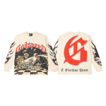 Piiri&uuml;lene ilutrend Godspeed uus Ameerika t&auml;navahip-hopi tr&uuml;kitud retro puuvillane vabaaja pikkade varrukatega T-s&auml;rk L red