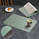 Kunstnahast laudlina komplekt 1/4/6 tk, kuumakindel, libisemiskindel, veekindel, kahepoolne, k&ouml;&ouml;gi s&ouml;&ouml;gilaua PU alusmatid (light green,6pcs 44.5x30CM) heleroheline v&auml;rv