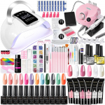K&otilde;ik-&uuml;hes k&uuml;&uuml;net&ouml;&ouml;riistade komplekt: Geellakk, ehitus- ja pikendusgeel, k&uuml;&uuml;nelamp, puhver ja viimistlusgeel 6+4 manicure tool set