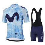 Movistar Team Jalgrattas&auml;rgi Komplekt L&uuml;hikeste Varrukatega Sinine R&otilde;ivastus Maanteejalgratta S&auml;rgid &Uuml;likond Jalgratta P&uuml;ksid koos Traksidega Maillot Ropa XS（old）