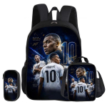 M-Mbappe 3-osaline komplekt Koolikott Jalgpallit&auml;ht laps Seljakott Pinalikotid Koolikott koos l&otilde;unakotiga Spordikott Laste kingitus black