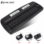 16 pesa PALO kiirlaadija DP-K106 2-LCD sisseehitatud IC kaitse intelligentne aku kiirlaadija 16 tk 1,2 V AA/AAA Ni-MH laadija jaoks EU
