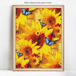 5D DIY teemantmaal, t&auml;is &uuml;mmargune lille- ja liblikakivist pilt tikand Teemant 20X30