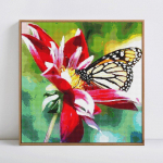 Teemantmaaling Loomade liblikas t&auml;is &uuml;mmargune kivist pilt Tikandid Teemant 30x30