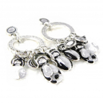 NOA [H4610] - Boucles cr&eacute;ateur 'Poup&eacute;es Japonaises' noir gris hall