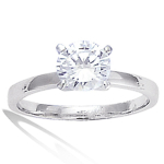 Bague Argent 'Unique' Blanc argent&eacute; (rhodi&eacute;) - 7 mm 50 valge