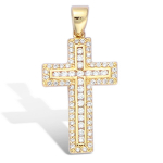 Les Tr&eacute;sors De Lily [L4644] - Pendentif Plaqu&eacute; Or 'Croix ' blanc dor&eacute; - 30x14 mm kuld