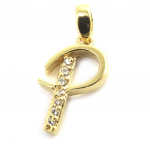 Les Tr&eacute;sors De Lily [M8782] - kullatud ripats  Letter P  valge kuld - 21x10 mm kuld