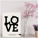 Les Tr&eacute;sors De Lily [R1192] - Plaque m&eacute;tal r&eacute;tro 'Chats' beige noir (Love) - 20x15 cm valge
