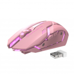 Puntos Taaslaetav T1 ergonoomiline 2,4G vaikne taustvalgustusega USB optiline juhtmevaba m&auml;nguhiir roosa