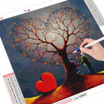 Teemantmaal, t&auml;isruudukujuline uus saabumise puu teemanttikandid, paar mosaiigist maastiku k&auml;sit&ouml;&ouml;komplekt Full Round 30x30CM