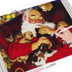 5D DIY Teemantmaaling J&otilde;uluvana t&auml;isruudukujuline &uuml;mmargune k&auml;sit&ouml;&ouml;komplekt Teemanttikandid Multikad N&auml;put&ouml;&ouml; Koerale J&otilde;ulukingitus Full Round (20X30CM)