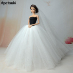 Valged kvaliteetsed peokleidid Barbie-nukule pika sabaga &otilde;htukleit Riided pulmakleit + loor 1:6 nukutarvikud valge