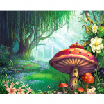 Teemantmaaling Metsaseen Ristpiste Teemanttikandid Maastik Teemantmosaiik K&auml;sit&ouml;&ouml; Kodukaunistus Full Round 20X30CM