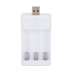 Kvaliteetne mugav pikk kasutusaeg LED-indikaatoriga 3 pesa USB AA/AAA laetav aku laadimisadapter Power Bank laadija jaoks valge