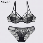 DKGEA Women Bandage Seksikas rinnahoidja Ultrathin Plus Size l&auml;bipaistev aluspesukomplekt 70B must