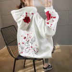 Crane Lilletikandid Harajuku Pusad Naiste S&uuml;gistalvine Paks Fliis Valge Must Kapuutsiga Pullover Topid Suurem&otilde;&otilde;dulised t&auml;navar&otilde;ivad Hip Hop dressipluusid M