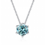 BagueRingen 100% 925 h&otilde;bedane kaelakee ripats &uuml;mmargune 2,0 kate D v&auml;rviga roheline moissanite Pass teemanttest naistele elegantne kaelakee 2.0ct sinine