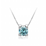 BagueRingen Real 1 kat moissanite ripatsiga kaelakee naistele tippkvaliteediga 925 sterling h&otilde;bedast pulmapeo peened pruudi ehted 1.0CT sinine