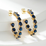 S&auml;ravad luksuslikud sisekujundusega k&otilde;rvar&otilde;ngad &uuml;mmargused sinised kivist k&otilde;rvar&otilde;ngad naistele kihluspeo ehted, kingitused kuld/sinine