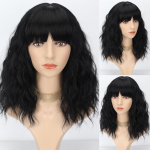 LISI HAIR Sinised naiste &otilde;lgade pikkusega laineline Bob parukas s&uuml;nteetilisest kiust Cosplay igap&auml;evane kandmine Sinine must pruun laineline parukas