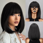 MISSQUEEN Bend Inward Soeng Long Bob parukas koos tukkidega naistele Pruun blond s&uuml;nteetilisest kiust keskmise pikkusega parukas Cosplay 6-26