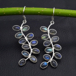 Labradoriit k&otilde;rvar&otilde;ngas 925 Sterling h&otilde;be k&otilde;rvar&otilde;ngas K&auml;sitsi valmistatud k&otilde;rvar&otilde;ngad kalliskivist k&otilde;rvar&otilde;ngas j&otilde;ulukink 2.10''