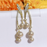 CMM Elegant Peo Ehted Kunstp&auml;rlitest Pikad Ripatsk&otilde;rvar&otilde;ngad H&otilde;bedase v&auml;rvi/kuldse v&auml;rviga inkrusteeritud tsirkooniumoksiidist pruudi aksessuaarid kuld