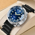 LIGE moodne meeste k&auml;ekell 50M veekindel helendav spordik&auml;ekellad, p&ouml;&ouml;rleva raamiga kvartskellad koos automaatse kuup&auml;evaga sinine/h&otilde;be