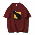 Shellsuning Kawaii Cat Abstraktsed tr&uuml;kitud T-s&auml;rgid Naiste suvised 100% puuvillane Vintage l&uuml;hikeste varrukatega Pehmed T-s&auml;rgid Naiste gooti graafilised topid M kollane