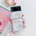 Samsung Galaxy Z Flip 4 3 Case jaoks armas 3d Laser Love l&auml;bipaistev silikoonist kokkupandav p&otilde;rutuskindel kaitse tagakaane tarvikud for Galaxy Z Flip 4